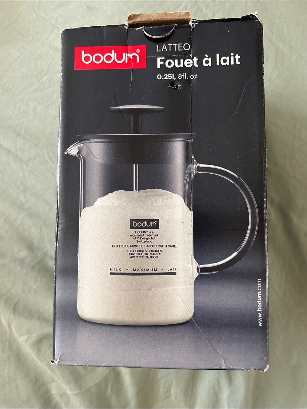 Bodum Lattea Glass Milk Frother with Black Lid and Clear Pitcher
